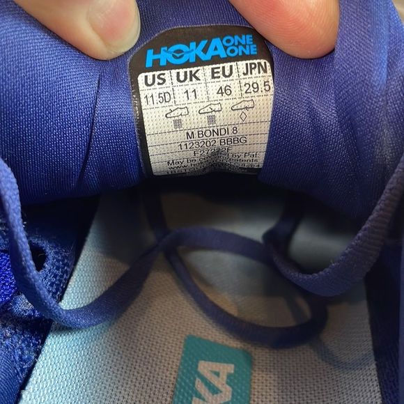 Hoka One One Bondi 8 Mens Size 11.5D Bellwether Blue Bluing Running Sneakers - Picture 6 of 13